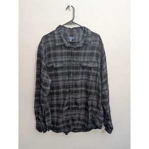 A7 George Button Down Shirt Men's 2XLT Gray Multi Plaid Long Sleeve Flannel